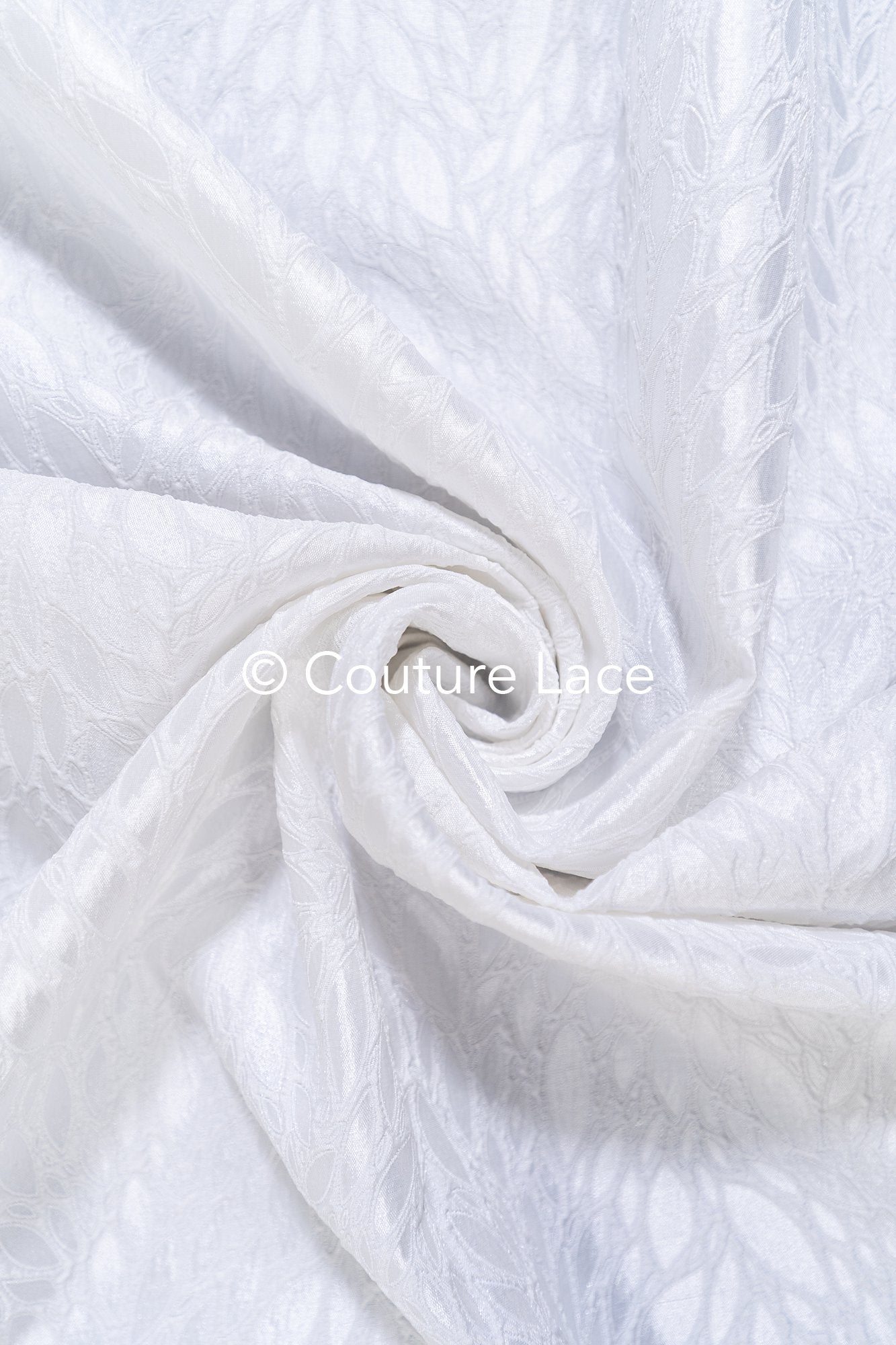 Elegant jacquard bridal fabric with abstract leaf pattern – Off-White, modern bridal satin jacquard // R-048