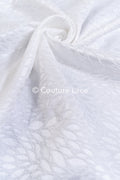 Elegant jacquard bridal fabric with abstract leaf pattern – Off-White, modern bridal satin jacquard // R-048