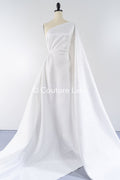 Elegant jacquard bridal fabric with abstract leaf pattern – Off-White, modern bridal satin jacquard // R-048