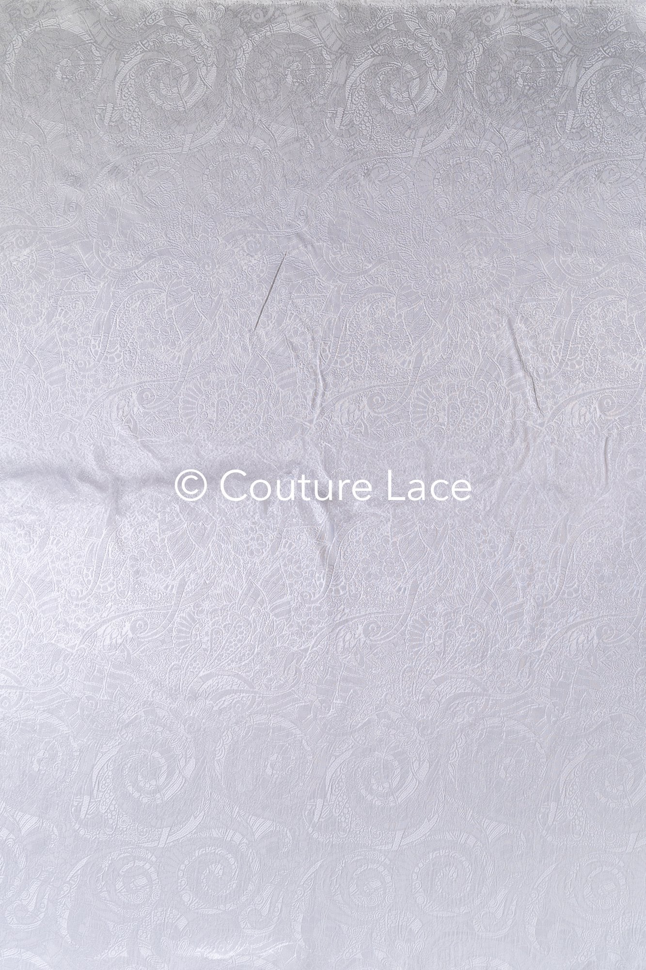Luxus Jacquard Brautstoff mit floralem Paisley-Muster – Off-White, edler Satin Jacquard // R-076