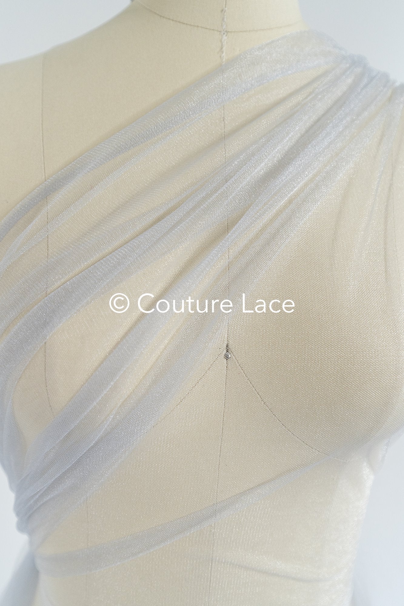 Tulle souple ultra-doux - Gris argent doux/ brillant - 160 cm de large // R-162-30-BALLEN