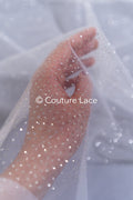 Fine Glitter Tulle/ Off-White Silver Glitter Tulle/ Glitter Tulle for Veils// R-207