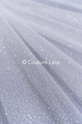 Fine Glitter Tulle/ Off-White Silver Glitter Tulle/ Glitter Tulle for Veils// R-207