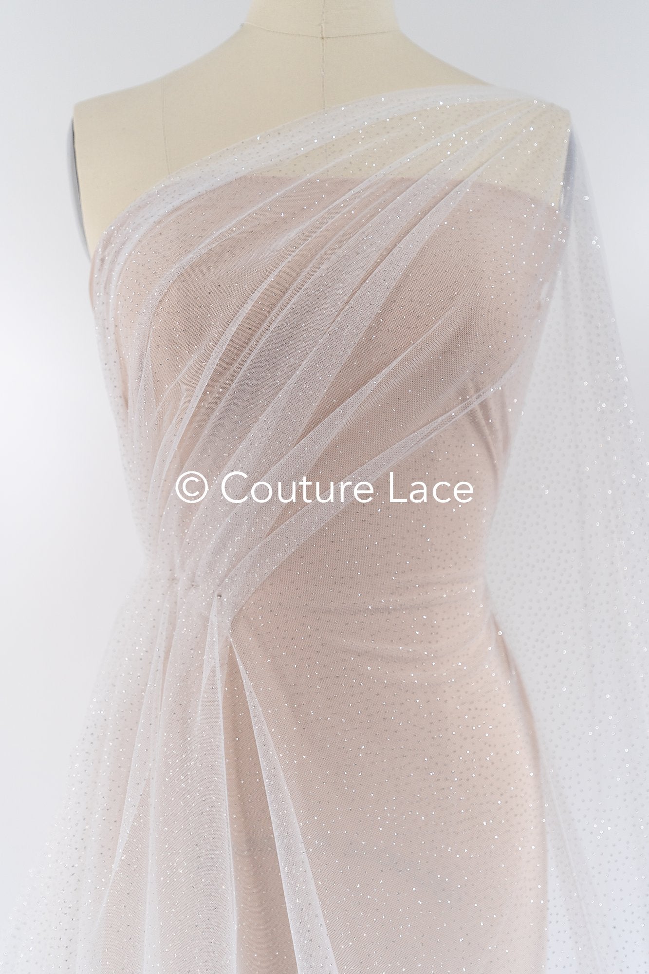 Fine Glitter Tulle/ Off-White Silver Glitter Tulle/ Glitter Tulle for Veils// R-207
