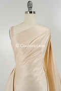 Light beige/sand-colored satin, silky satin for noble princess dresses, evening gowns and decoration // R-068