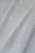 Luxus Jacquard Brautstoff mit floralem Paisley-Muster – Off-White, edler Satin Jacquard // R-076