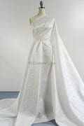 Luxus Jacquard Brautstoff mit floralem Paisley-Muster – Off-White, edler Satin Jacquard // R-076