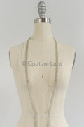 Brautspitze Borte mit Perlen & Kristallen Silber/ Spitzenborte mit Perlen/ Brautgürtel Borte/ Spitzenborte für Brautkleid// T24-092