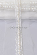 Brautspitze Borte mit Perlen/ weiße Spitzenborte mit Perlen/ Brautgürtel Borte/ Spitzenborte für Brautkleid// T24-093