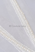 Brautspitze Borte mit Perlen/ weiße Spitzenborte mit Perlen/ Brautgürtel Borte/ Spitzenborte für Brautkleid// T24-093