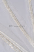 Brautspitze Borte mit Perlen & Kristallen Silber/ Spitzenborte mit Perlen/ Brautgürtel Borte/ Spitzenborte für Brautkleid// T24-094