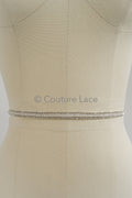 Brautspitze Borte mit Perlen & Kristallen Silber/ Spitzenborte mit Perlen/ Brautgürtel Borte/ Spitzenborte für Brautkleid// T24-094