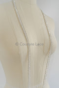 Brautspitze Borte mit Perlen & Kristallen Silber/ Spitzenborte mit Perlen/ Brautgürtel Borte/ Spitzenborte für Brautkleid// T24-094
