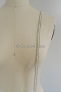 Brautspitze Borte mit Perlen & Kristallen Silber/ Spitzenborte mit Perlen/ Brautgürtel Borte/ Spitzenborte für Brautkleid// T24-094