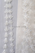 Brautspitze Borte mit Perlen & Pailletten/ Blumen Spitzenborte weiß/ Brautgürtel Borte/ Spitzenborte für Brautkleid// T24-095