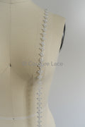 Brautspitze Borte mit Perlen & Pailletten/ Blumen Spitzenborte weiß/ Brautgürtel Borte/ Spitzenborte für Brautkleid// T24-095