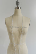 Brautspitze Borte mit Perlen & Pailletten/ Blumen Spitzenborte weiß/ Brautgürtel Borte/ Spitzenborte für Brautkleid// T24-095