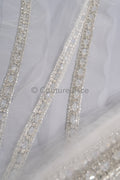 Brautspitze Borte mit Perlen & Kristallen Silber/ Spitzenborte mit Perlen/ Brautgürtel Borte/ Spitzenborte für Brautkleid// T24-096