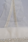 Brautspitze Borte mit Perlen & Kristallen Silber/ Spitzenborte mit Perlen/ Brautgürtel Borte/ Spitzenborte für Brautkleid// T24-097