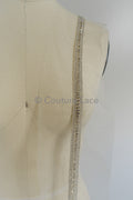 Brautspitze Borte mit Perlen & Kristallen Silber/ Spitzenborte mit Perlen/ Brautgürtel Borte/ Spitzenborte für Brautkleid// T24-097