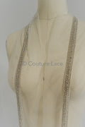 Brautspitze Borte mit Perlen & Kristallen Silber/ Spitzenborte mit Perlen/ Brautgürtel Borte/ Spitzenborte für Brautkleid// T24-097