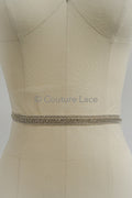 Brautspitze Borte mit Perlen & Kristallen Silber/ Spitzenborte mit Perlen/ Brautgürtel Borte/ Spitzenborte für Brautkleid// T24-097