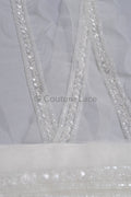Brautspitze Borte mit Perlen & Pailletten Silber/ Spitzenborte mit Perlen/ Brautgürtel Borte/ Spitzenborte für Brautkleid// T24-098