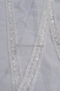 Brautspitze Borte mit Perlen & Pailletten Silber/ Spitzenborte mit Perlen/ Brautgürtel Borte/ Spitzenborte für Brautkleid// T24-098