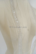 Brautspitze Borte mit Perlen & Pailletten Silber/ Spitzenborte mit Perlen/ Brautgürtel Borte/ Spitzenborte für Brautkleid// T24-098