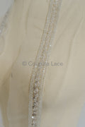 Brautspitze Borte mit Perlen & Pailletten Silber/ Spitzenborte mit Perlen/ Brautgürtel Borte/ Spitzenborte für Brautkleid// T24-098