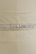 Brautspitze Borte mit Perlen & Pailletten Silber/ Spitzenborte mit Perlen/ Brautgürtel Borte/ Spitzenborte für Brautkleid// T24-098