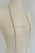Brautspitze Borte mit Kristallen Silber/ Spitzenborte mit Swarowski Kirstallen/ Brautgürtel Borte/ Spitzenborte für Brautkleid// T24-099
