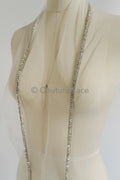 Brautspitze Borte mit Kristallen Silber/ Spitzenborte mit Swarowski Kirstallen/ Brautgürtel Borte/ Spitzenborte für Brautkleid// T24-099