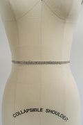 Brautspitze Borte mit Kristallen Silber/ Spitzenborte mit Swarowski Kirstallen/ Brautgürtel Borte/ Spitzenborte für Brautkleid// T24-099