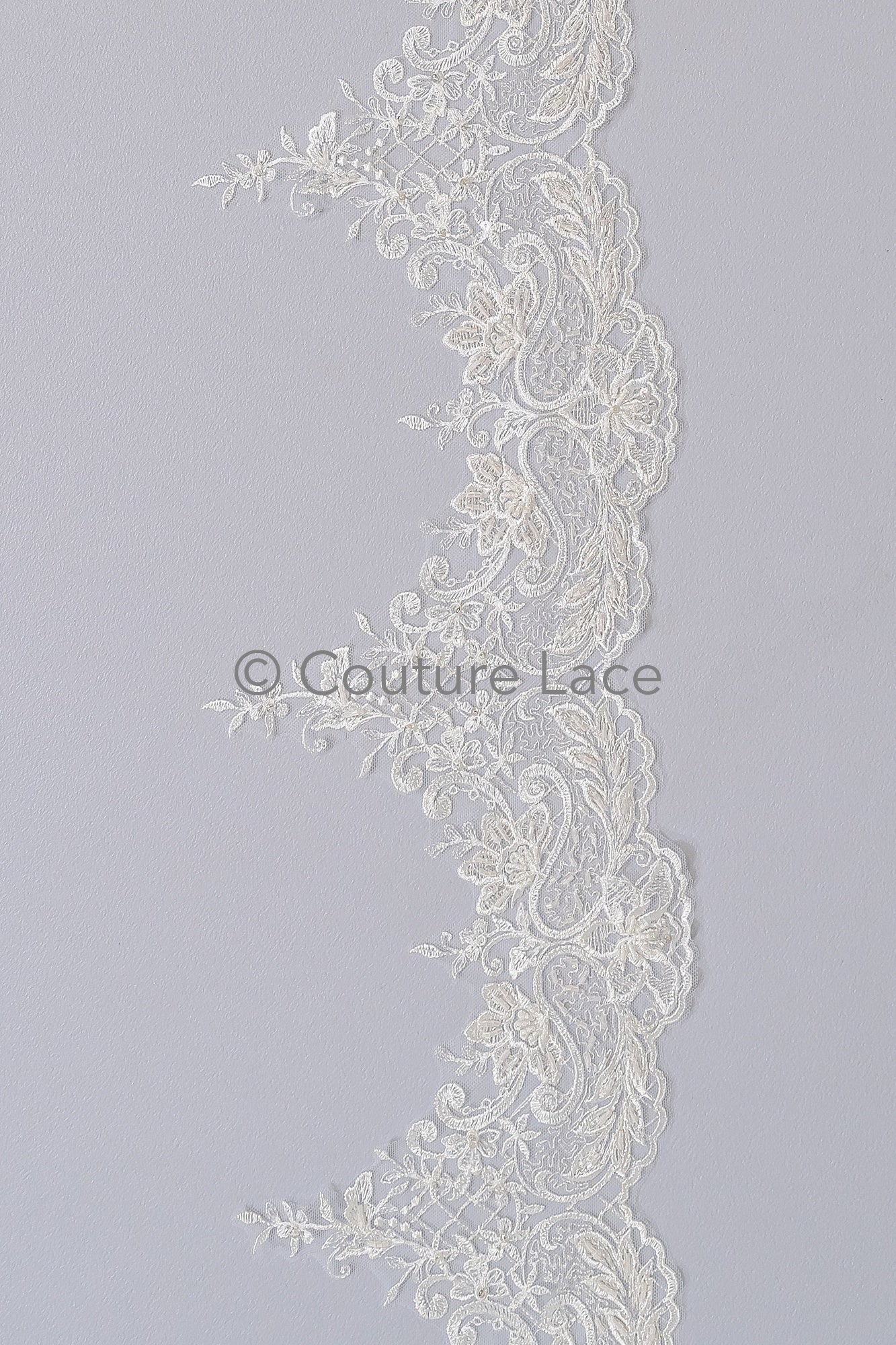 Pearl lace trim off-white/ bridal lace trim/ lace trim with pearls// T21-122 