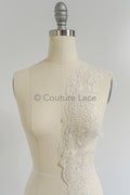 Pearl lace trim off-white/ bridal lace trim/ lace trim with pearls// T21-122 