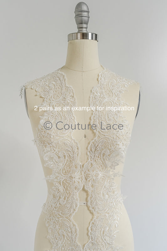 Pearl lace trim off-white/ bridal lace trim/ lace trim with pearls// T21-122 