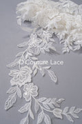 Brautspitze Borte mit Pailletten/ Spitzenborte off-white/ Braut Spitzenborte/ Spitzenborte für Brautkleid// T24-002