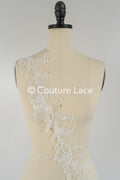 Brautspitze Borte mit Pailletten/ Spitzenborte off-white/ Braut Spitzenborte/ Spitzenborte für Brautkleid// T24-002