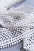 3yds Boho Lace Trim Crocheted Off-White/ Bridal Lace Trim/ Crochet Lace Trim/ Veil Lace// T24-077
