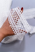3yds Boho Lace Trim Crocheted Off-White/ Bridal Lace Trim/ Crochet Lace Trim/ Veil Lace// T24-077