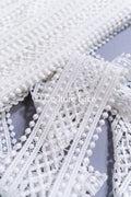3yds Boho Lace Trim Crocheted Off-White/ Bridal Lace Trim/ Crochet Lace Trim/ Veil Lace// T24-077