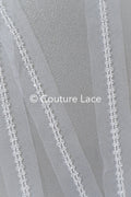 Brautspitze Borte mit Perlen/ Spitzenborte off-white transparent/ Braut Borte/ Spitzenborte für Brautkleid// T24-230