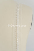 Brautspitze Borte mit Perlen/ Spitzenborte off-white transparent/ Braut Borte/ Spitzenborte für Brautkleid// T24-230