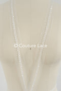 Brautspitze Borte mit Perlen/ Spitzenborte off-white transparent/ Braut Borte/ Spitzenborte für Brautkleid// T24-230