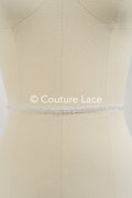 Brautspitze Borte mit Perlen/ Spitzenborte off-white transparent/ Braut Borte/ Spitzenborte für Brautkleid// T24-230