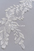 Bridal lace trim/ floral lace trim for wedding dresses // T25-232