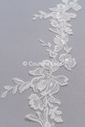 Floral bridal lace trim/ flowery lace edge for wedding dresses // T25-233