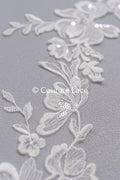 Floral bridal lace trim/ flowery lace edge for wedding dresses // T25-233