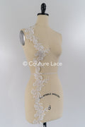 Floral bridal lace trim/ flowery lace edge for wedding dresses // T25-233